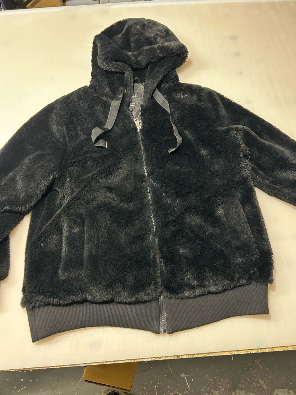 Women’s XL  Black Faux Fur Hooded Jacket